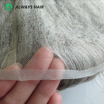 Wholesale Undetectable Hairline Full for Lace Indian Hair Pieces for Men Grey Human Hair Natural Wave 90% Density Toupee 1B80