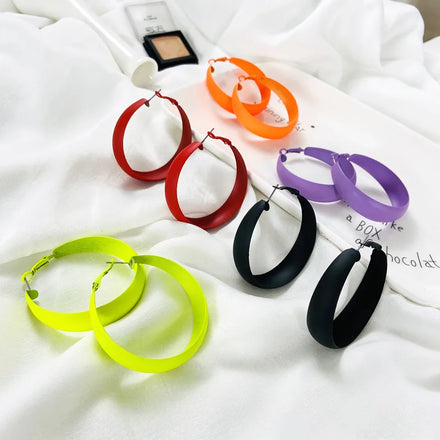 IN STOCK ! 5CM Oversized Candy Colors Big Circle Hoop Earring Fashion C Shape Hoops Korvakorut Chunky Hoops Earrings for Women