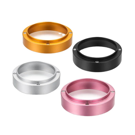 OEM Factory Price Coffee Powder Distributor Dosing Ring Black 51/54/58MM Espresso Dosing Funnel Silvery