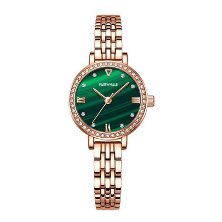 Modern Fashion Women Gold Watches Crystal Round Wristwatch for Ladies Luxury Diamond Female Quartz Watch 3ATM Waterproof