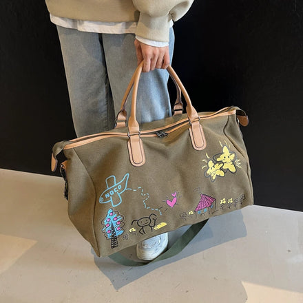 Outdoor Weekender Large Capacity Ladies Canvas Denim Travel Luggage Bag Jeans Duffel Sport Gym Bag Fashion Custom