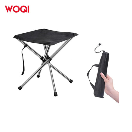 Woqi Aluminum Foldable Camping Stool & Travel Chair-Super Compact Ultralight Tiny Size for Outdoor Hiking