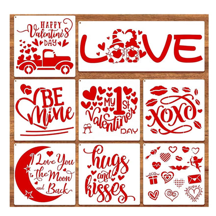Happy Valentine's Day Plastic Drawing Stencil for Walls Crafts Canvas Floor Fabric Decor