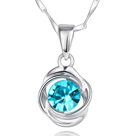 Sunstar Jewelry Diamond Manufacturer Hot Selling Fashion Fine 925 Sterling Silver Women' s Weeding Gemstone Pendant Necklace