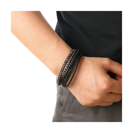 TOP Selling Retro Multilayer Leather Rope Bracelet for Men Magnetic Clasp Fashion Bracelet Bangle Classic Men's Leather Jewelry