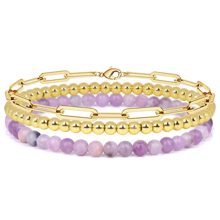 New Arrival Return Chain Bracelet Golden Round Beads Beaded Bracelet 4mm Natural Stone Bracelet for Women Girls