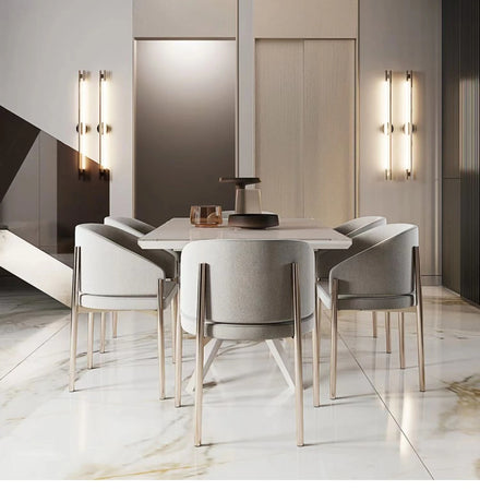 Scandinavian Modern Luxury Designer Stainless Steel Customized Color Leather Upholstery Dining Chair Home Furniture Apartment