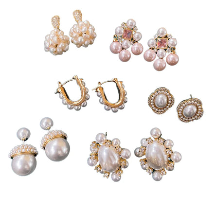HOVANCI Gold Fresh Water Pearl Tear Drop Huggie Earrings Stud French Ellipse Women Pearl Earrings