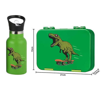 Support Printed Kids Bento Lunch Box Set Stainless Steel Insulated Water Bottle Lunch Bento Leakproof
