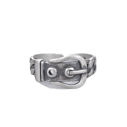 Fashion Original Design Vintage Sterling Silver Personality Belt Hip Hop Hipster Ring