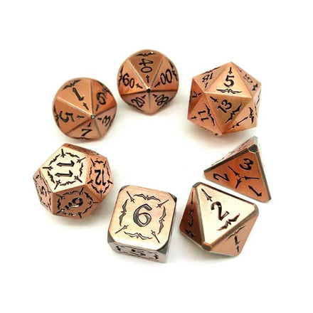 Custom Engraved Unique Design Polyhedral Bulk Copper Metal Dice Set for Game Player