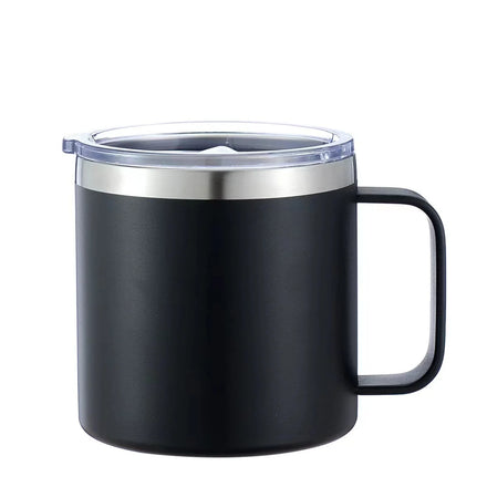 14 oz Powder Coated Reusable Tumbler 14oz Insulated Stainless Steel Coffee Mug with Handle Logo Printing on Mugs