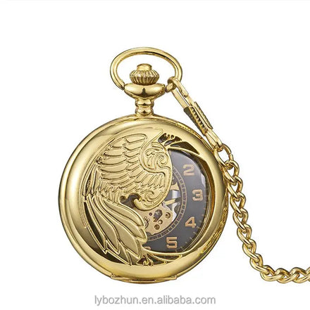 Hollow Manual Phoenix Watches Key Chain Retro Roman Mechanical Pocket Watch
