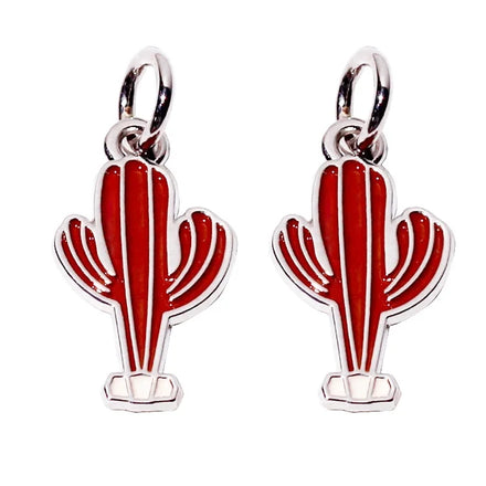 Custom Made logo Jewelry Charms Enamel Cactus Bracelet Fitting Decorative Necklace Pendant for Earrings