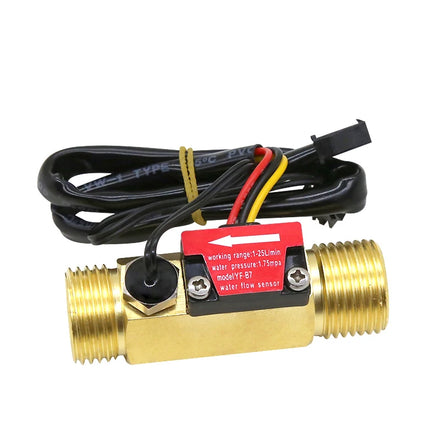 Brass Water Heater Flowmeter 1/2 3/4 NPN Hall Water Flow Sensor with Temperature Detection Probe DC3.5~24V Electric Power