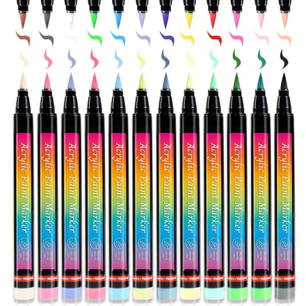 Hot Sale Acrylic Painter Marker Pen Set Soft Brush Tip Rainbow Color Pens Permanent Marker DIY Model Graffiti Pen