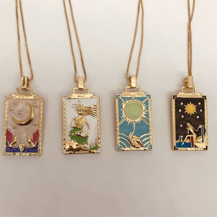 Bestselling Copper Plated 18k Gold Oil Painting Drops Oil Pendant Necklace Micro Inlaid Tribal Jewelry Necklace Pendant