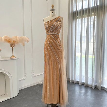 Jancember LSCZ11 2023 New Champagne One Shoulder Fashion Mermaid Party Prom Gowns Dresses