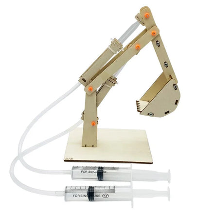 DIY Wooden Hydraulic Excavator Kids Toys Steam Educational Toy Science Experiment