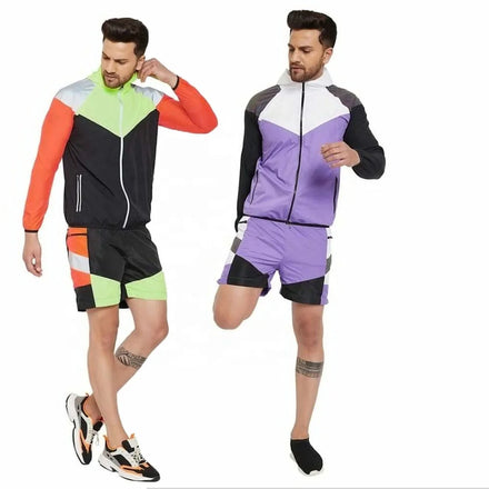 KY Men's Custom Nylon Tracksuit New Street Wear Color Block Reflective Jacket Piping Zip Reflective Training Wear for Autumn