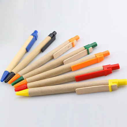 Eco Promotional Kraft Paper Ball Pen Recyclable Custom Logo Cheap Ballpoint Pens for Office and School