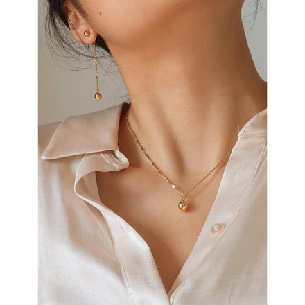Ball Fashion Earrings Set Female Chain Long Tassel Earring Set Titanium Steel 18K Gold Earrings Ear Wire Jewelry