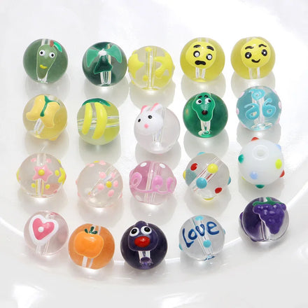 2025 Crystal Factory Wholesale Colorful Cute Oil Dripping Glass Beads DIY Earrings Bracelet Pendant Accessories Round Beads