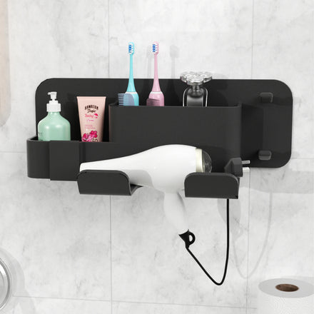 Bathroom Wall-Mounted Silicone Hair Dryer Storage Rack Holder with Multifunction Design for Tools