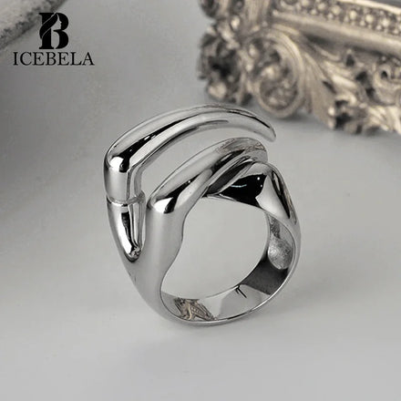 Personalized Creativity 925 Sterling Silver Tusk Ring Women's Color Retaining Statement Rings for Girls