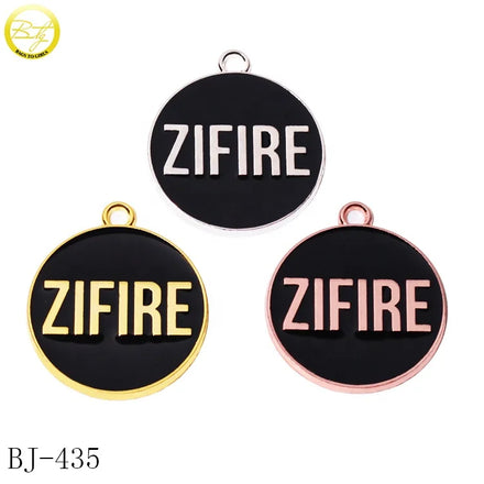 Custom Handmade Bracelet Fitting Round logo Enamel Accessory Brand Metal Necklace Tags Pendant