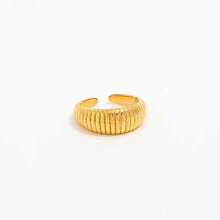 Fenny 18K Gold Plated Fashion Retro Tire Pattern Opening Ring Designer French Jewelry Stainless Steel Wholesale Jewelry