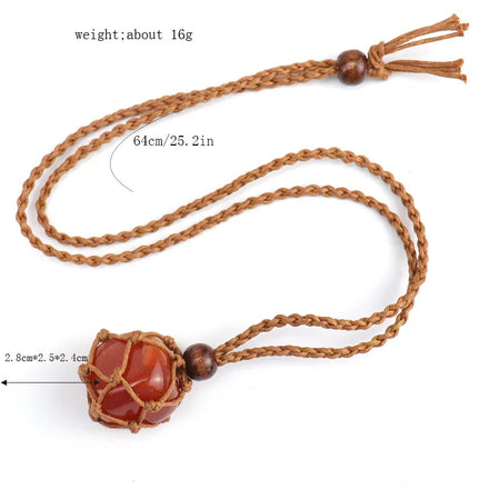 Hot Selling Natural Stone Net Pendant Necklace Healing Crystal Irregular Gemstone Pendant for Birthday Gift