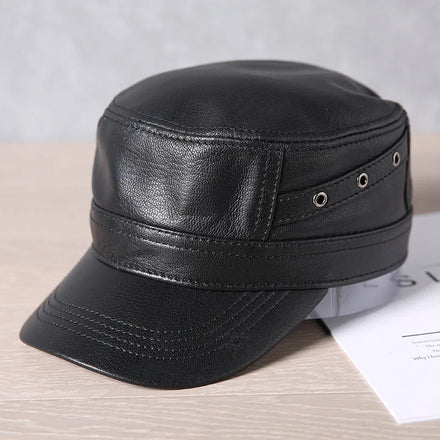 R014 Warm Young and Older Goatskin Leather Hats Sheep Leather Trucker Cap Natural Skin Beret Hat Baker Boy Caps