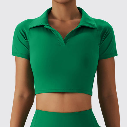 New Lapel Short Sleeve Yoga Clothes Women Skirt Set Tennis Tight Women Tennis Skirt Two Piece Set