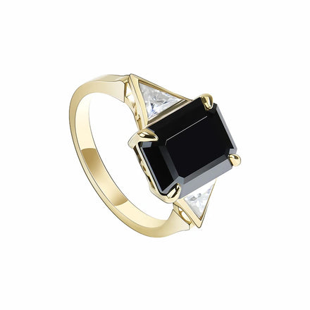 18K Moissanite Ring Black Gemstone Lady's Ring AU750 Gold Ring