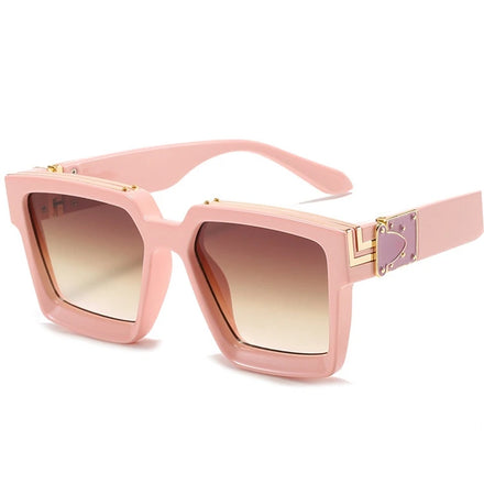 Men Square Big Frame Genuine Personality Fashion Bungee Glasses Oversized Sunglasses UV400 Unisex PC 2024
