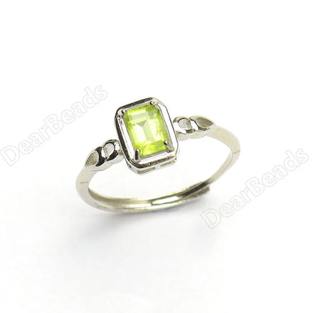 Natural Green Peridot Adjustable Crystal Semi-precious Ring Resizable Genuine Gemstone Stone Rings