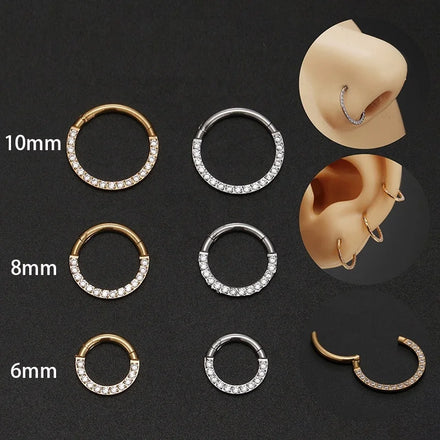 Gaby Stainless Steel Septum Clicker Helix Ear Piercing Nose Rings Waterproof Nose Ring Jewelry Gold Plated for Wedding or Gift