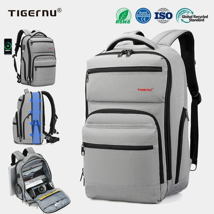 Tigernu Wholesale Business Fashionable Anti-theft Water-Proof Backpack Zipper Closure Travel School and Hiking Backpack for Men