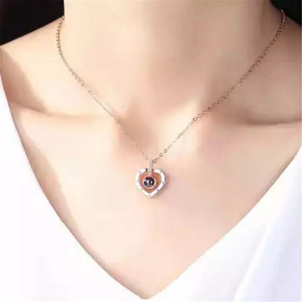 100 Languages Light Projection I Love You Heart Pendant Necklace Silver Gold Lover Jewelry Gift