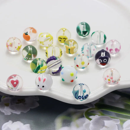 DS Factory Wholesale Colorful Cute Oil Dripping Glass Beads DIY Earrings Bracelet Pendant Accessories Round Beads