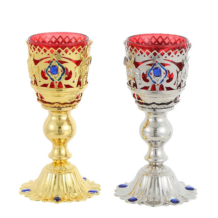 Orthodox Gold Candle Holder Votive Candelabra Jesus Christ Catholic Religious Candlestick Church With Glass