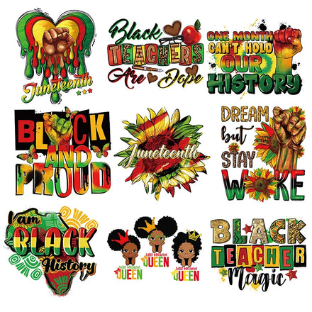 Black History Custom Iron on Patches Decals Plastisol Clear Film Ready to Press Screen Print Transfers for T Shirts