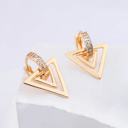 Simple Womens Gold Plated Jewelry with Zircon Pop Several Patterns 18k Earrings