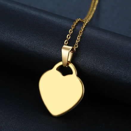 Olivia Jewelry Manufacturer Wholesale DIY Custom Engraving Polished Stainless Steel Love Heart Tags Charm Necklace with Chain