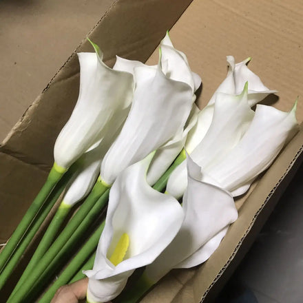 White Calla Lily Large Size Decorative Artificial Flower PU Calla Lily Real Touch for Wedding
