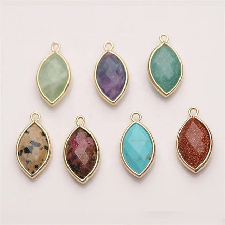 Natural Gemstone Crafts Jewelry Faceted Natural Stone Charm Pendants for Children's Necklace and Bracelet Making