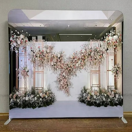 Christmas Theme Straight Backdrop Stand Photo Booth Tension Fabric Aluminium Alloy for Wedding Backdrops Birthday Advertising