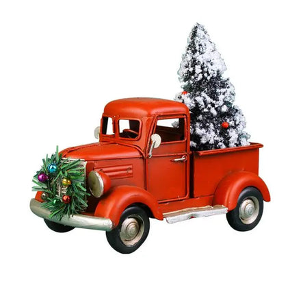 Iron Art Christmas Car Christmas Pick-up Truck Car Model Christmas Vintage Red Truck Decor