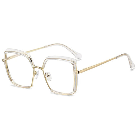 Women's Anti Blue Light Glasses Fashion Tr90 Spring Leg Frame Metal Men Eyewear Red Black Frame Glasses Women